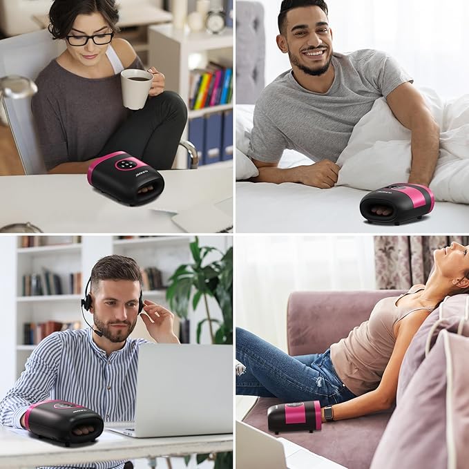 QUINEAR Hand Massager - Cordless Hand Massager with Heat and Compression for Arthritis Carpal Tunnel and Stiff Joints - Gifts for Women Men- FSA-HSA(Pink)