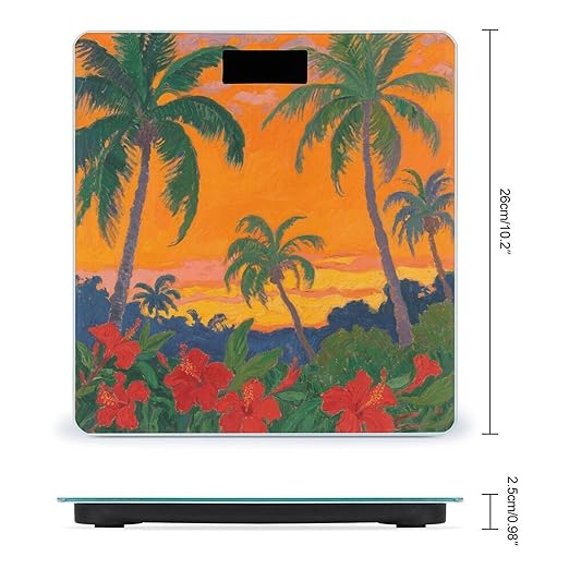 Gauguin Tropical Sunset Scale for Body Weight Sturdy Tempered Glass Weighing Scales with LCD Display Accurate Digital Bathroom Scale Convenient Body Fat Smart Scales Easy Read