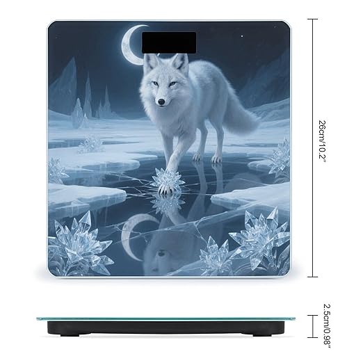 Moonlight Silver Fox Scale for Body Weight Sturdy Tempered Glass Weighing Scales with LCD Display Accurate Digital Bathroom Scale Convenient Body Fat Smart Scales Easy Read