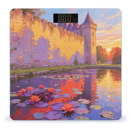 Digital Bathroom Scale for Body Weight Scale with Bright LCD Display High Accuracy Step-On Technology Auto On/Off Monet Waterlily Wall Digital Scales 400 Lbs /180kg