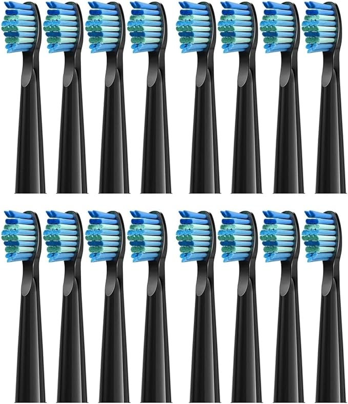 Compatible for Bitvae D2 Electric Toothbrush Replacement Heads 8/16pcs(Black 16pcs)