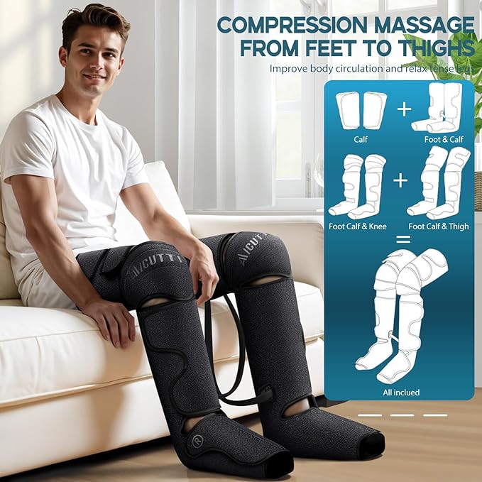 Air Compression Leg &amp Foot Massager with Heat – Relief for Circulation Fatigue &amp Tension – Relaxing Gifts for Dad Mom Men &amp Women – Ideal for Father’s Day Mother’s Day Christmas &amp