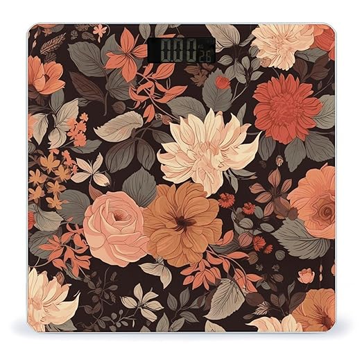 Autumn Beautiful Floral Bathroom Scale for Body Weight Bathroom Weighing Scale with Backlit LCD Display Highly Accurate Measures Weight Up to 180kg