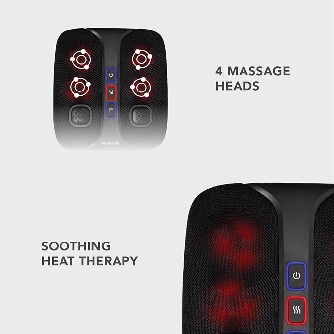 AmaMedic AM-50181 Sonic Vibration Foot Massager 4 Massage Heads Soothing Heat Therapy 3 Massage Modes 3 Shaking Plates