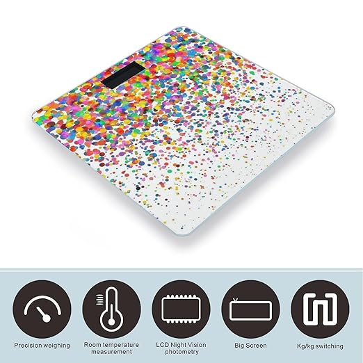 Falling Confetti Scale for Body Weight Digital Bathroom Scale Precision Smart Weighing Scales with Clear LED Display Accurate High Precision Scales Weighing Machine