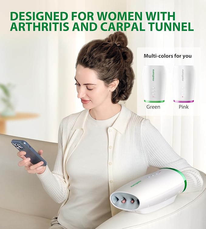 Medisana Hand Massager for Arthritis and Carpal Tunnel Electric Hand Massager with Heat and Compression-Birthday &amp Christmas &ampThanksgiving &amp Personalized Gifts for Women Wife Mom Girlfrie