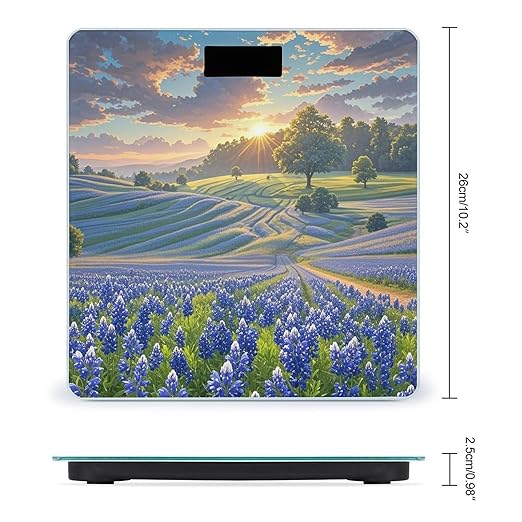 Texas Bluebonnets Scenery Scale for Body Weight Highly Accurate Digital Bathroom Body Scale Digital Bathroom Scales for People Anti-Slip Large LCD Display Smart Scales