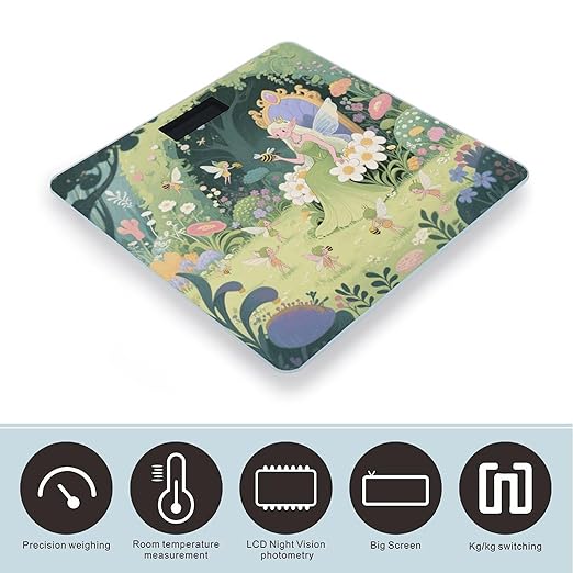 Fairy Garden Bathroom Scale for Body Weight LCD Display Digital Bathroom Scale Tempered Glass Bathroom Weight Scales Fashion Smart Scales for Home Bedroom 400 Lb