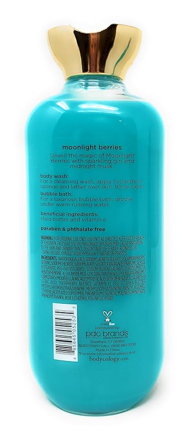 Moonlight Berries 2 in 1 Body Wash &amp Bubble Bath 16 fl oz &amp Moonlight Berries Butter Body Cream 8 oz (Pack of 2)