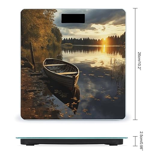 Boat at Lake Shore Smart Scale for Body Weight Accurate Bathroom Scale with LED Display Digital Weight Scales Weighing Machine High Precision Scales for Bath Home