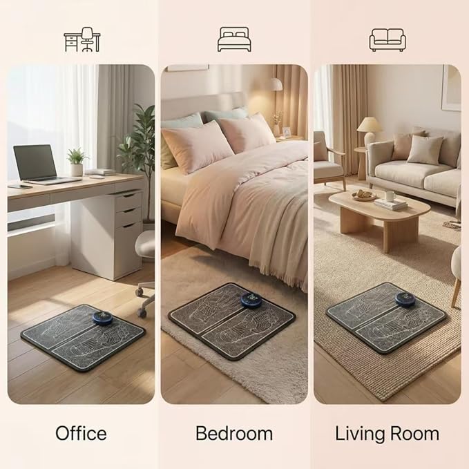 EMS Foot Massager Mat with Remote Control USB Rechargeable 8 Massage Modes 19 Intensity Levels Muscle Stimulator
