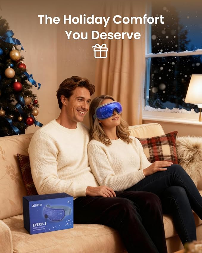 RENPHO Limited Edition Eye Massager with Heat and Cooling Voice Control FSA Eligible HSA Mothers Day Birthday Gifts for Mom Women Men Her Him Eye Mask for Migraines Relief Eyeris 3 Reduce Dry Eyes