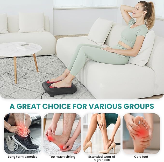 Nekteck Foot Massager with Heat Shiatsu Heated Electric Kneading Foot Massager Machine for Neuropathy Plantar Fasciitis Feet Massage for Pain Relief Circulation Ideal Gifts for Man Woman Her Him