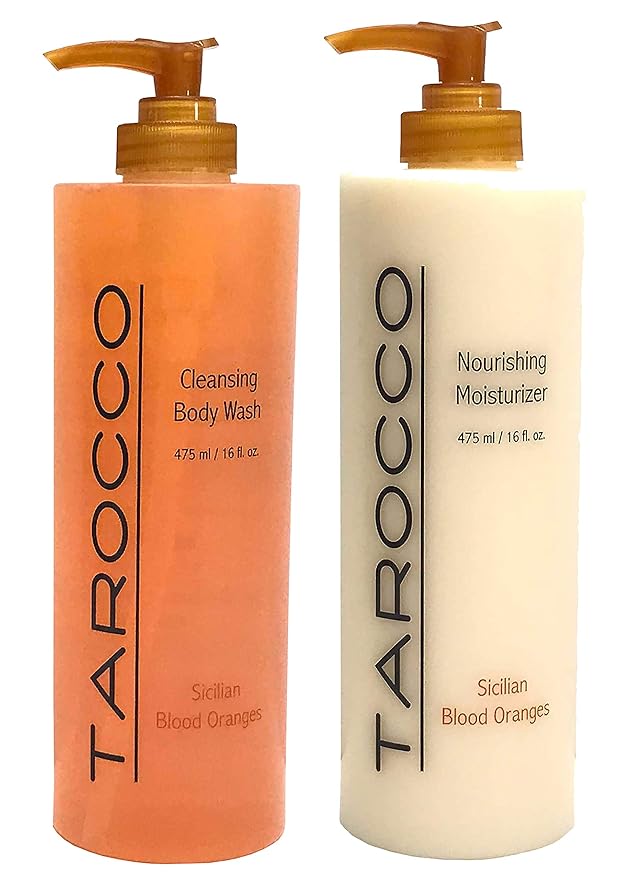 Baronessa Cali Tarocco Skin Care Set: Sicilian Blood Oranges Nourishing Moisturizer Body Lotion + Cleansing Body Wash - 16 Ounce