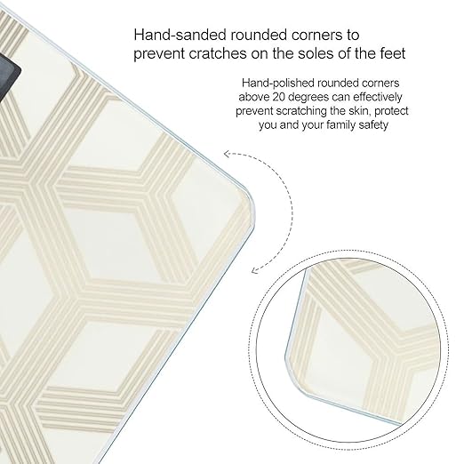 Hexa Geometric Cream Gold Scale for Body Weight Anti-Slip Sturdy Tempered Glass Weighing Machine Highly Digital Accurate Bright LCD Bathroom Scale for Household Gift
