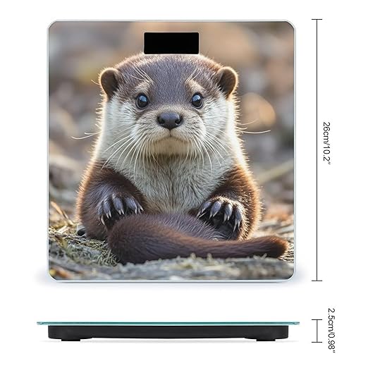 Cute Otter Bathroom Scale for Body Weight Bathroom Weighing Scales with Back Lit LED Display Sturdy Tempered Glass Body Weight Bathroom Scale 400lb Weighing