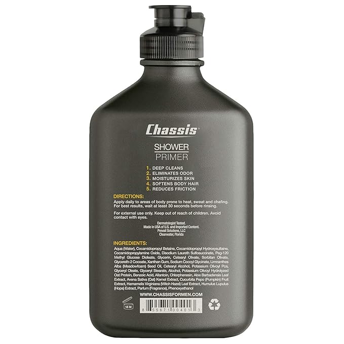 Chassis Essentials Combo - Shower Primer and Restoration Cream - Deep Cleaning Body Wash and Moisturizing Skin Protectant
