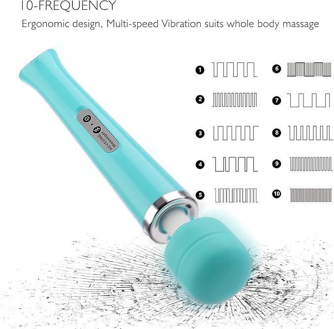 Wired Powerful Handheld Electric Massager with Strong 10 Modes Personal Back Massage for Sports Recovery Muscle Aches Relaxing Body (Light Blue)