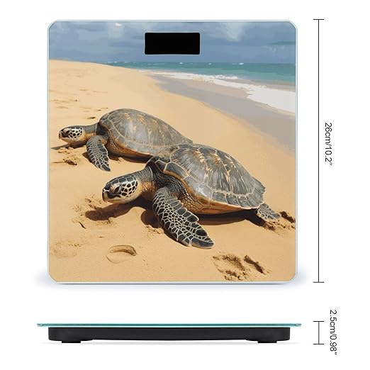 Turtles on The Beach Digital Bathroom Scale for Body Weight with High Precision Digital Weighing Scale with BMI Clear LCD Display and Step-On Measures Weight Up to 180kg