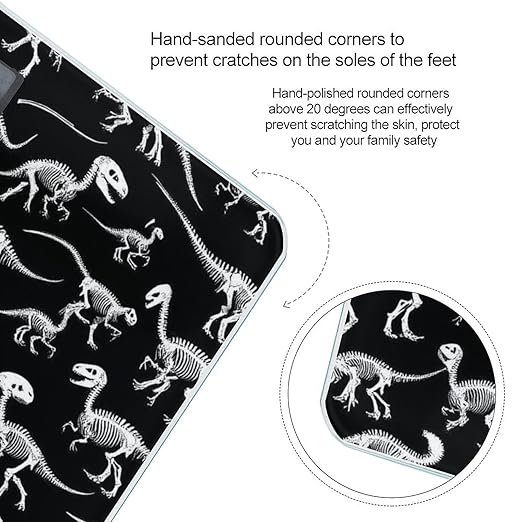Digital Bathroom Weighing Scale Energy Saving Scale Smart Scale for Body Weight Black and White Dinosaur Skull Skeleton