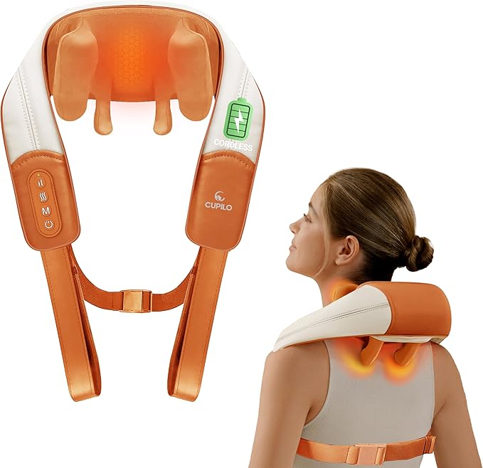 Shiatsu Neck Massager with Heat - Ideal Gift for HerHimCordless 4D Expert Neck Shoulder Massage for Pain ReliefUpgarded Kneading Massager for Muscle Relaxation