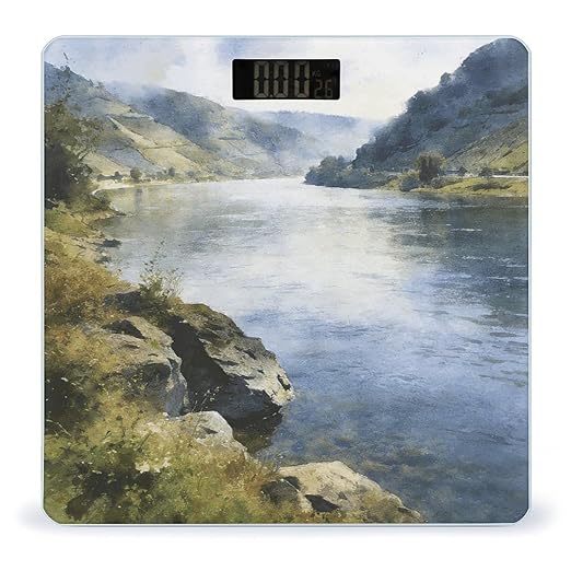 Clear Waters Surround The Green Mountains Smart Scale for Body Weight Digital Bathroom Scale Toughened Glass Weight Scale with Large LCD Backlight Display High Precision Scales Weighing Machine