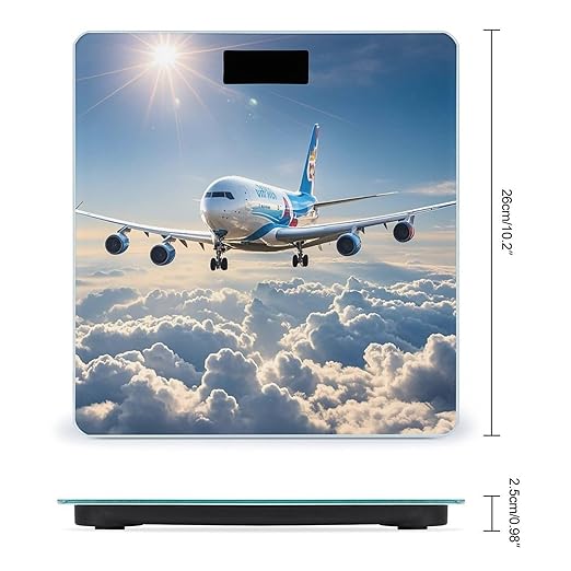 Airplane Patterns Smart Scale for Body Weight Accurate Bathroom Scale with LED Display Digital Weight Scales Weighing Machine High Precision Scales for Bath Home