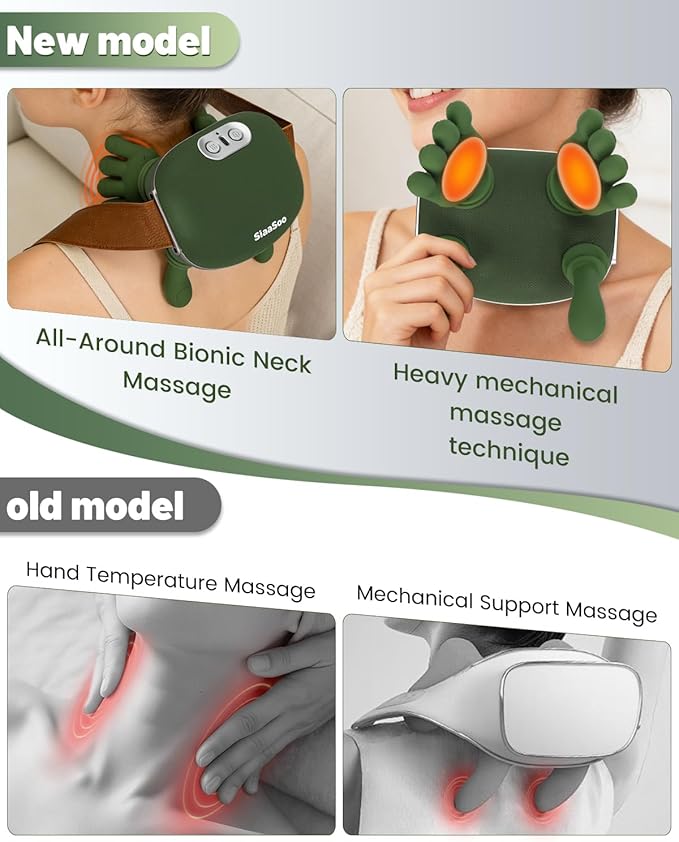 Siaasoo Neck Massager(Genuine OEM) Bionic Heated Massager (Patent Pending) Electric Deep Tissue 3D Kneading Massage Portable neck massage N7 Master Hand Series for Deep Tissue Pain Relief in Neck.