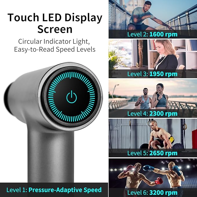 arboleaf Massage Gun deep Tissue 6 Speeds Powerful Handheld Percussion Muscle Massager Gun with Portable Travel Case for Back Shoulder Sore Muscles Pain Relief for Athletes Relax Gifts