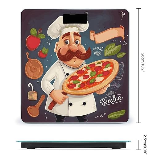 Chef Pizza Weight Scale Digital Electronic Scales Bathroom Scale Larg LCD Backlight Display High Precision MeasurementsTempered Glass