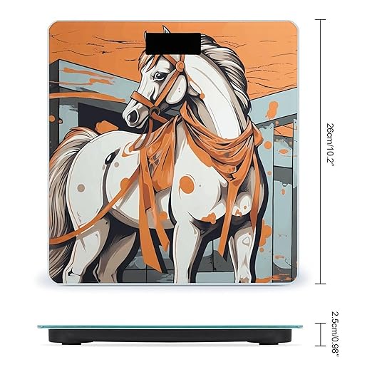 A Cartoon Horse Bathroom Scale Automatic Power On/Off Body Scales LCD Backlight Display Square Digital Scale Rounded Corners Bathroom Scales for Home Bedrooms