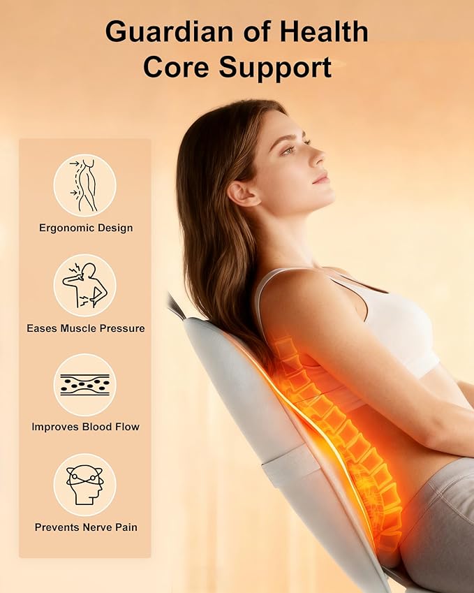 Full Back Massager with Heat – Rechargeable Cordless Back Massager for Pain Relief &amp Deep Tissue 3D Kneading Neck Shoulder Waist Massage for Home Office Car Gifts for Men &amp Women