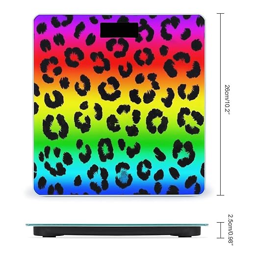 Women's Digital Bathroom Weighing Scale Automatic Switch Energy Saving Scale Smart Scale for Body Weight Colorful Cheetah Leopard Animal Print Rainbow