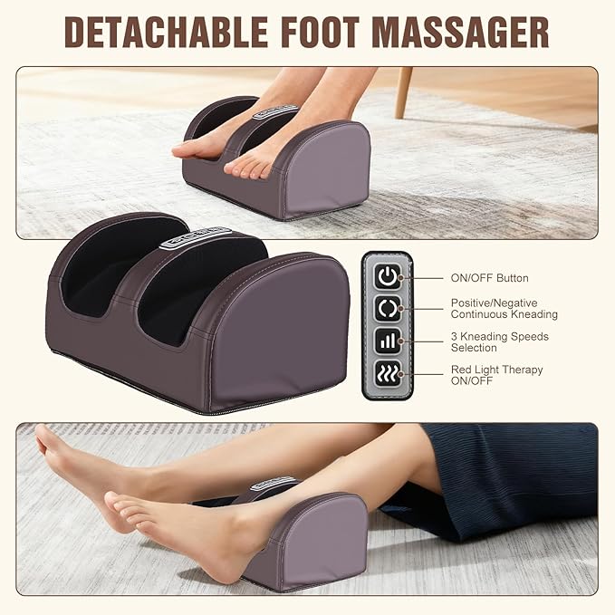 Full Body Massage Mat with Heat Detachable Shiatsu Neck and Foot Massager Vibration Massage Mat for Back Pain Relief 9 Modes 3 Timers Inflatable Lumbar Pillow Home Office Gift for Men Women