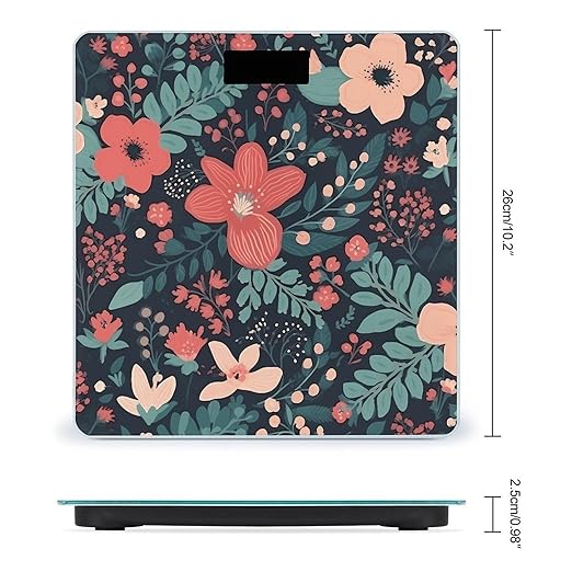 Simple Little Flower Bathroom Scale Rounded Smart Scale for Body Weight Automatic Power On/Off Weight Scales Accurate Bathroom Digital Scales for Pet Home Bedroom Kitchen