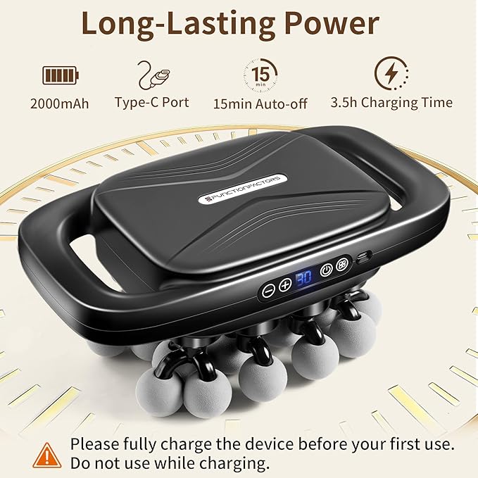 20 Head Massage Gun Deep Tissue Percussion Back Massage Tool with 3 Modes &amp 30 Intensity Levels Handheld Electric Muscle Massager Gun for Back Neck Shoulders Legs Waists Quiet Ideal Gifts