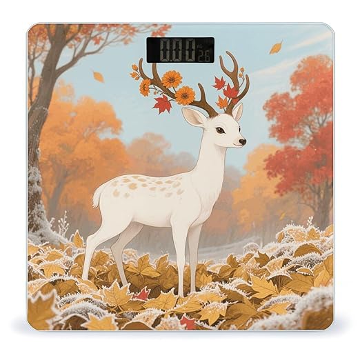 Deer Wearing Flowers Weight Scale Large Digital Bathroom Scales with Bright LED Display Non Slip Digital Scale and Step On Fashion Weighing Machine for Body