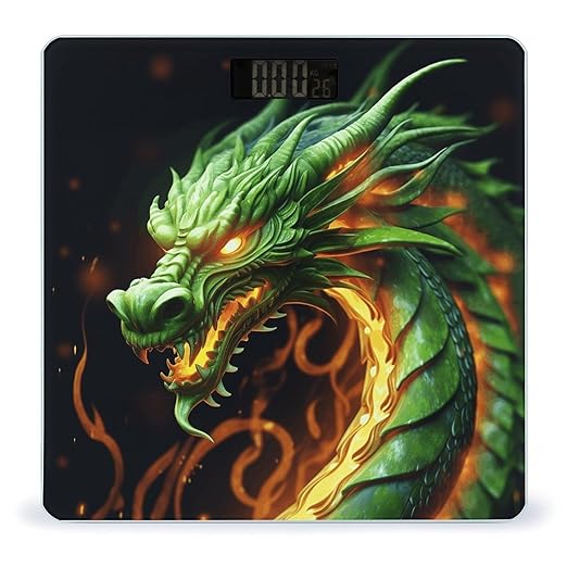 Chinese Dragon Bathroom Scale Large LCD Backlight Display Digital Scale Rounded Corners Body Scales Automatic Power On/Off Bathroom Scales for Home Bedrooms