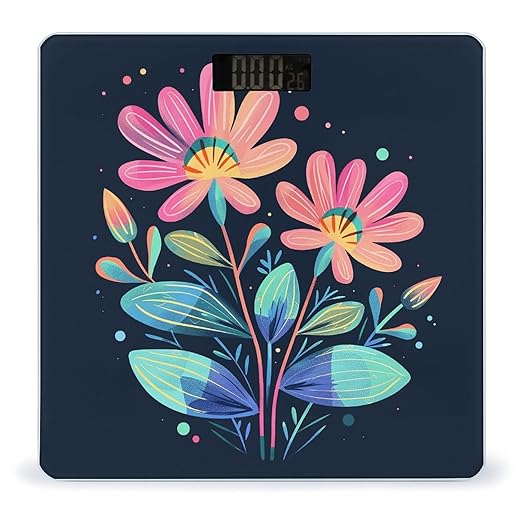 Red and Green Leaves Bathroom Scale for Body Weight LCD Display Digital Bathroom Scale Tempered Glass Bathroom Weight Scales Fashion Smart Scales for Home Bedroom 400 Lb
