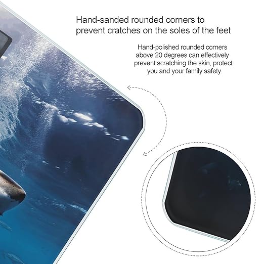 Great White Shark Bathroom Scale Rounded Smart Scale for Body Weight Automatic Power On/Off Weight Scales Accurate Bathroom Digital Scales for Pet Home Bedroom Kitchen