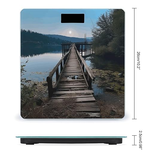 Digital Bathroom Scale for Body Weight Scale with Bright LCD Display High Accuracy Step-On Technology Auto On/Off Wooden Trestle by The Water Digital Scales 400 Lbs /180kg