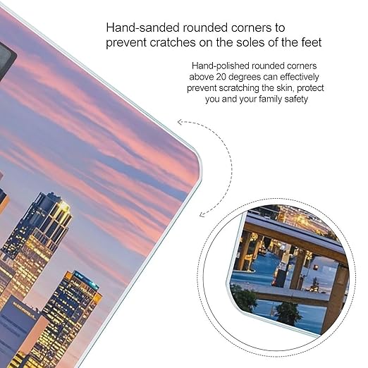 Los Angeles Skyline Scale for Body Weight Accurate Digital Bathroom Scale Toughened Glass High Precision Scales Smart Weight Scales with Large LCD Backlight Display Weighing Machine
