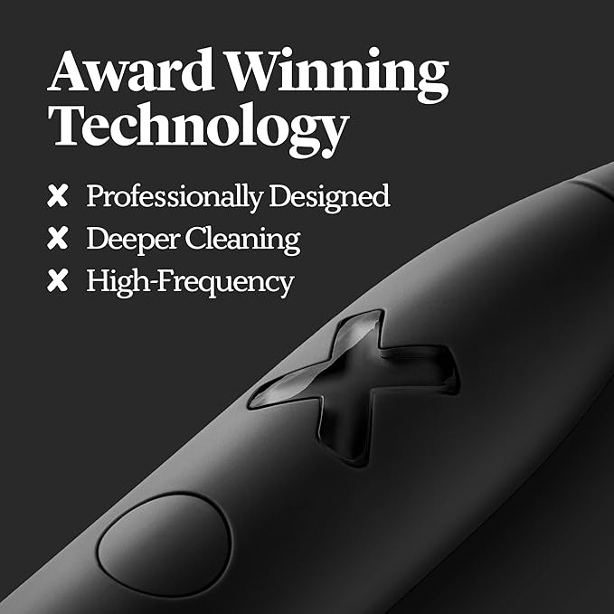 Made by Dentists PRO‑X Sonic Electric Toothbrush for Adults – Dentist‑Designed Whitening Rechargeable Toothbrush 9 x More Plaque Removal 70 Day Battery 3 Modes Travel Case &amp Extra Heads Black