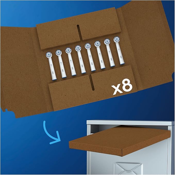 Braun Oral-B 4210201320180 Sensitive Clean Toothbrush Heads for Our Gentle Cleaning in Letterbox Packaging Pack of 8