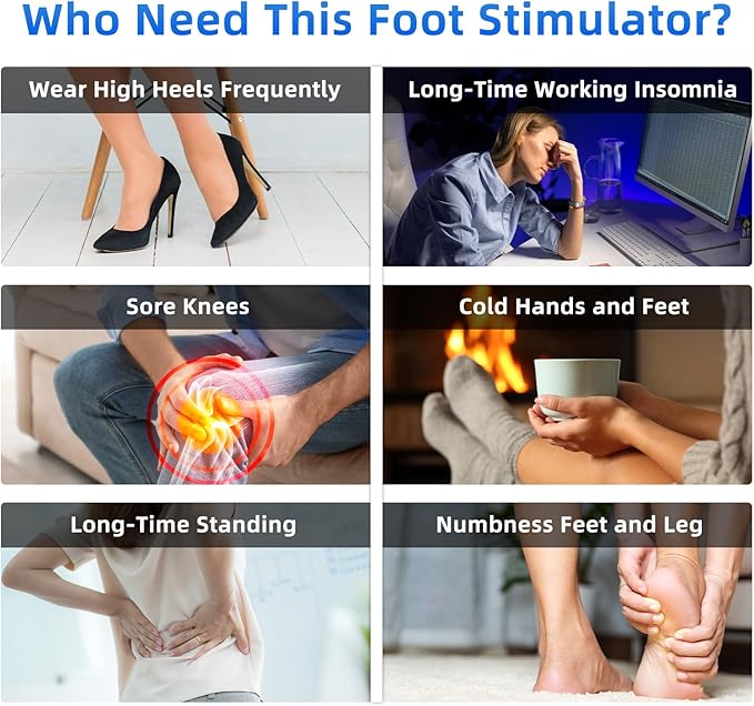 Creliver Foot Nerve Muscle Stimulator Pro TENS &amp EMS Foot Massager for Neuropathy Circulation and Body Pain Relief Electric Feet Legs Blood Circulation Machine FSA or HSA Eligible