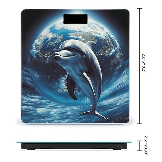 Dolphin Earth Bathroom Scale for Body Weight Bathroom Weighing Scale with Backlit LCD Display Highly Accurate Measures Weight Up to 180kg