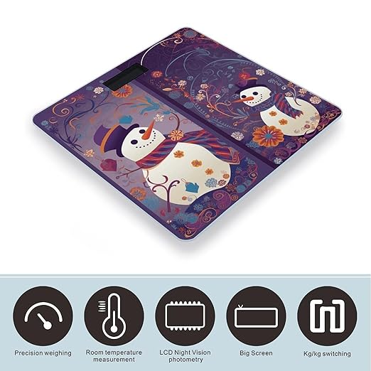 Digital Bathroom Scale for Body Weight Scale with Bright LCD Display High Accuracy Step-On Technology Auto On/Off Snowman and New Year Digital Scales 400 Lbs /180kg