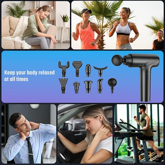 cotsoco Massage Gun Muscle Massage Gun Deep Tissue Back Massager for Pain Relief 20 Speeds Handheld Electric Massager Tool with Silent Brushless Motor Suitable for Gym Office Home Travel