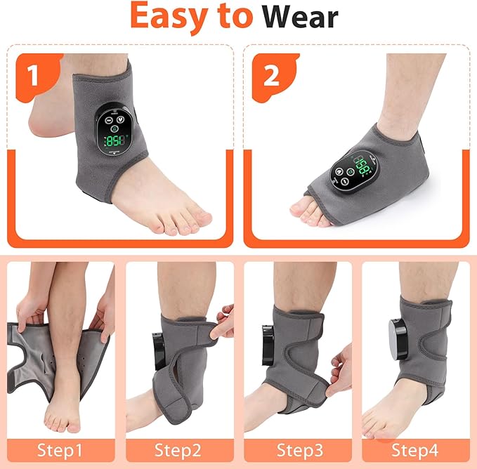 Foot Ankle Massager for Pain Relief Cordless Ankle Heating Pad with Massage Foot Massager Heated Ankles Brace Wrap 6 Heats 3 Vibrations