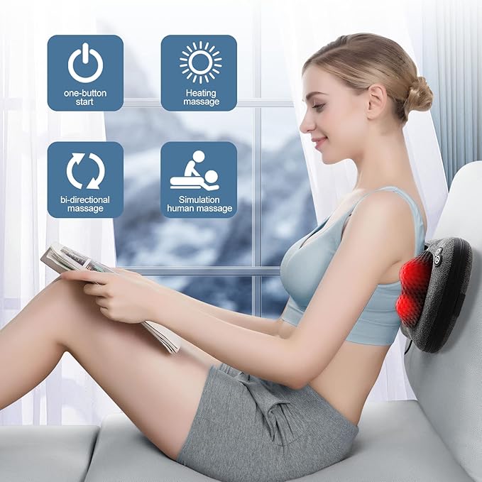 VIKTOR JURGEN Back Massager Neck Massager with Heat Massage Pillow Gifts for Men &amp Women Electric Shiatsu Back Massager Deep Kneading Shoulder Massager for Full Body MuscleMassage at Home Ca